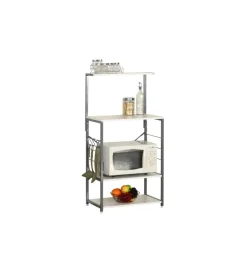 Online Carrello da cucina in metallo bianco e grigio, 60x40x123 cm Cucina