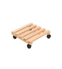 Attrezzatura Giardinaggio|Carrello da esterno porta vaso piroettante in faggio, 29x29 cm