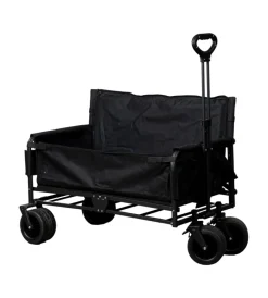 Attrezzatura Giardinaggio-EuroGarden Carrello pieghevole con ruote e funzione panchina in acciaio nero 108x55,5x73 cm