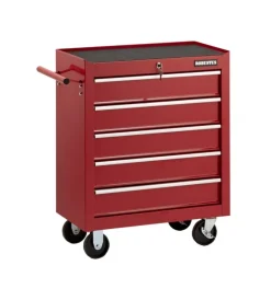 Officina E Garage- Carrello porta attrezzi 5 cassetti essenza rosso 69x33x77,2 cm