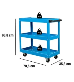 Easy System Officina E Garage|Carrello porta attrezzi 3 ripiani blu 70,5x35,3x66,8 cm