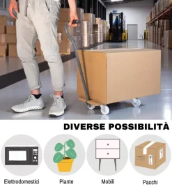 Easy System Attrezzatura Giardinaggio|Carrello trasporto pieghevole con manico e ruote pivotanti in legno portata 200 kg 58x29x1,8 cm