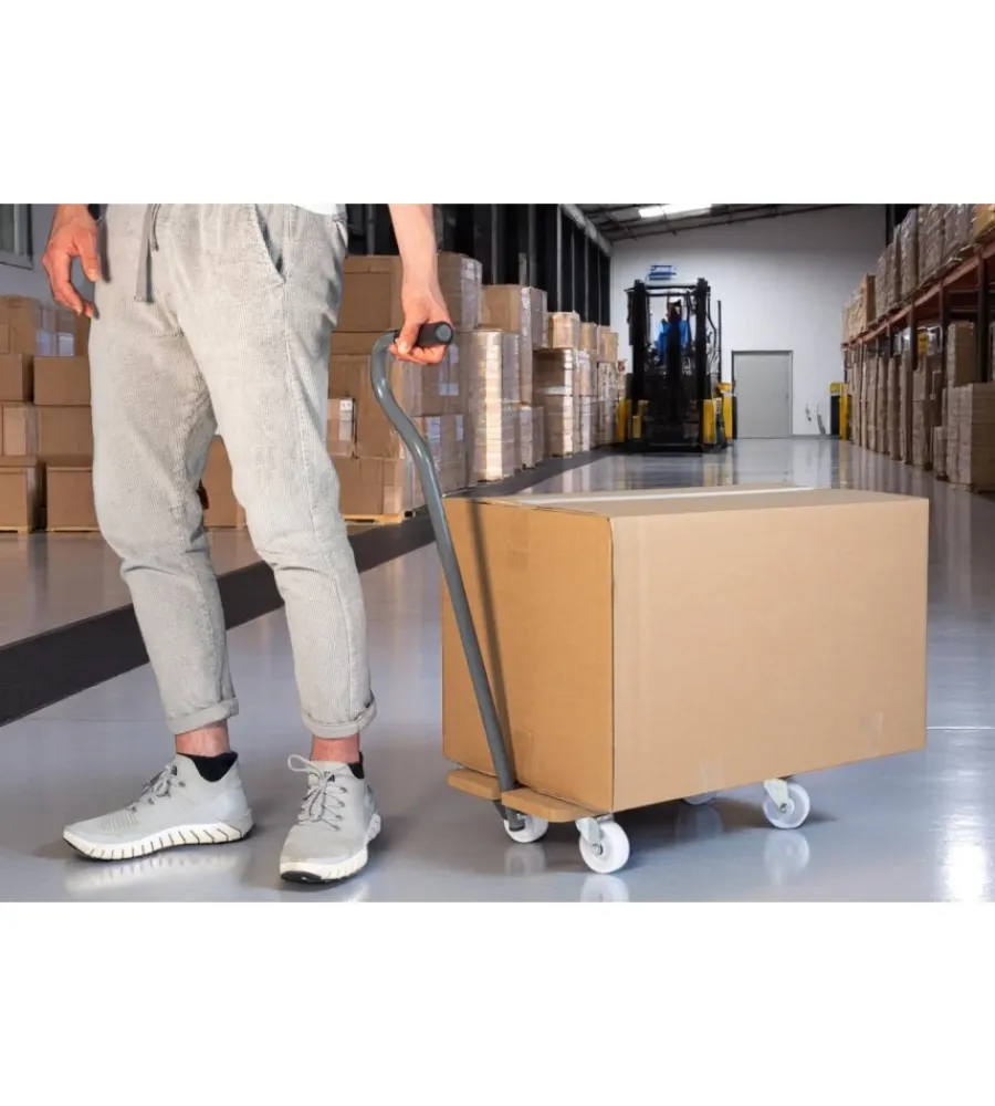 Easy System Attrezzatura Giardinaggio|Carrello trasporto pieghevole con manico e ruote pivotanti in legno portata 200 kg 58x29x1,8 cm