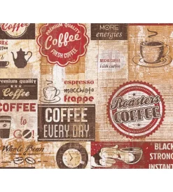 Decorazione Pareti- Carta da parati parato carta duplex coffee label rosso
