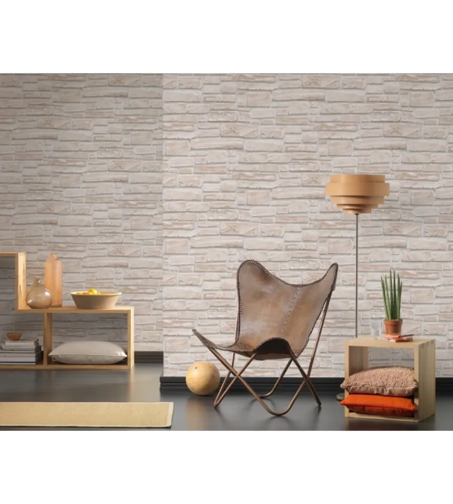Decorazione Pareti- Carta da parati parato espanso matt. rust. beige
