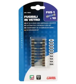 Elettrico-Lampa Cartellina fusibili vetro 10 pezzi  70062