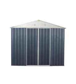 Domus Casette Da Giardino|Casetta da esterno in lamiera zincata "s" grigia con porte scorrevoli 187x131x194 cm