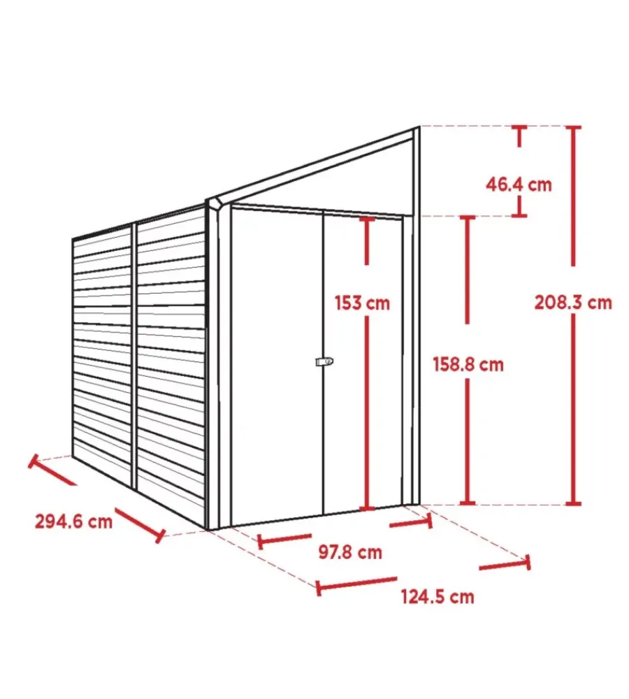 Casette Da Giardino-Habrita Casetta da giardino addossata "arrow yardsaver" in acciaio zincato antracite 124,5x294,6x208,3 cm
