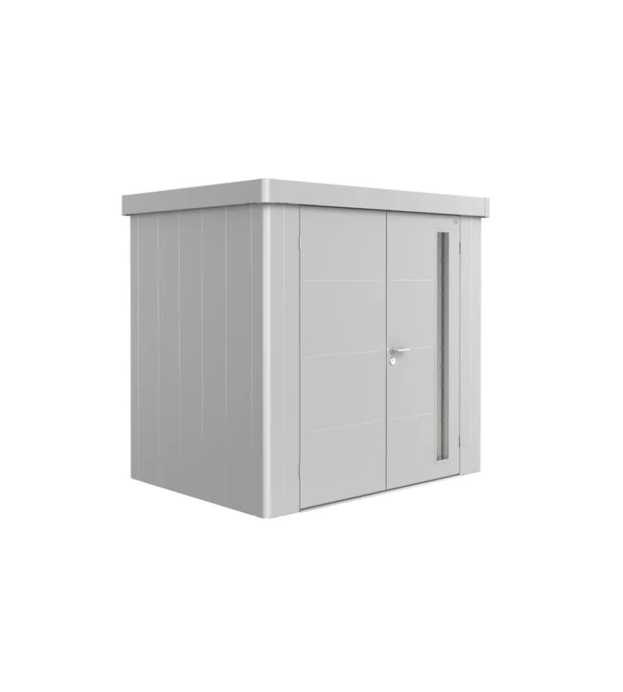 Casette Da Giardino-Biohort Casetta da giardino "neo 1b" in acciaio zincato colore argento metallizzato con porta battente doppio 236x180x222 cm - cod. 81060