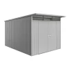 New Casetta da giardino "avantgarde a8" in acciaio zincato colore argento metallizzato con porta battente doppia 260x380x222 cm Casette Da Giardino