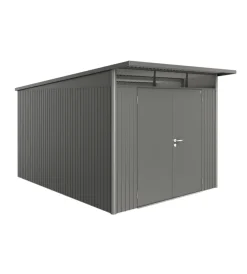 Biohort Casette Da Giardino|Casetta da giardino "avantgarde a8" in acciaio zincato colore grigio quarzo metallizzato con porta battente doppia 260x380x222 cm
