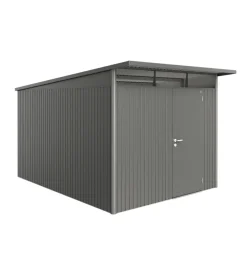 Casette Da Giardino-Biohort Casetta da giardino "avantgarde a8" in acciaio zincato colore grigio quarzo metallizzato con porta battente semplice 260x380x222 cm