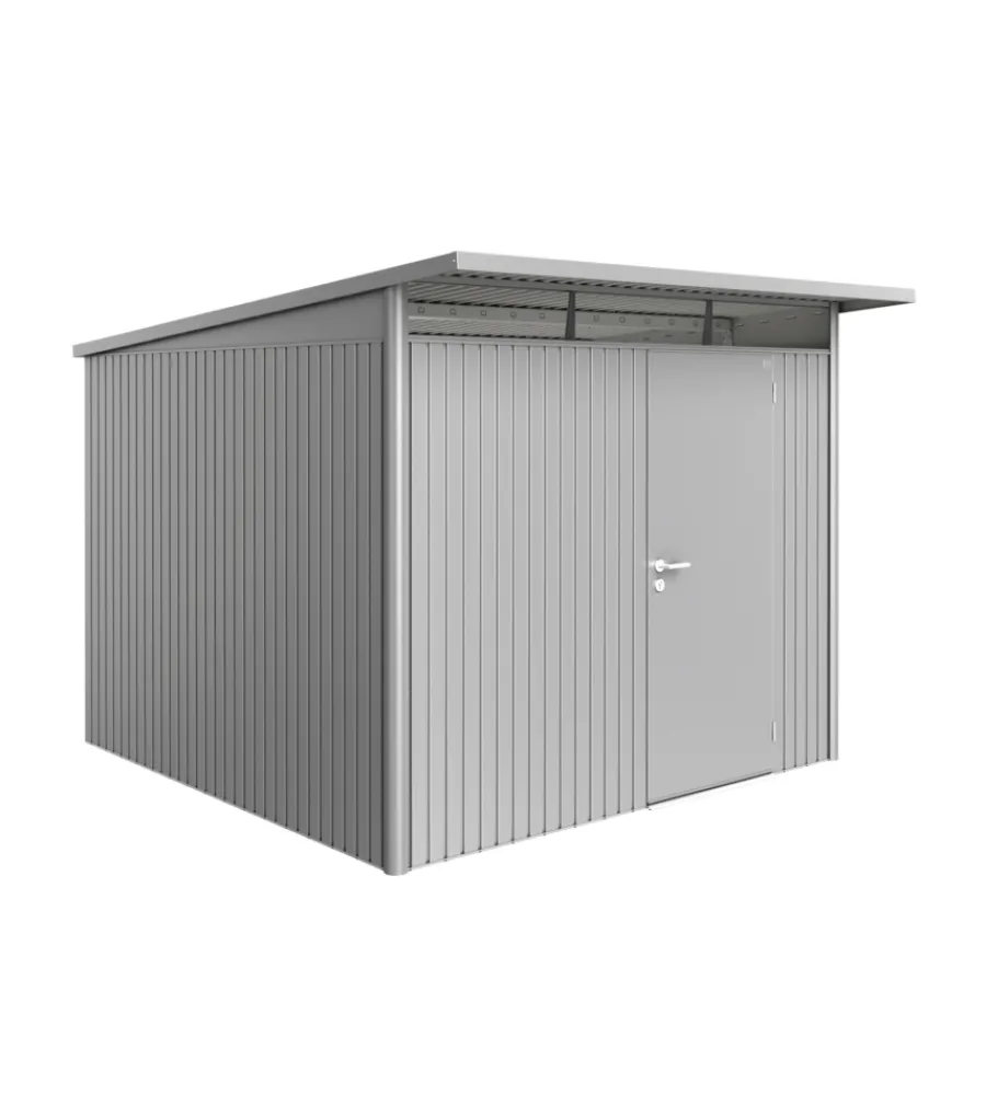 Biohort Casette Da Giardino|Casetta da giardino "avantgarde a7" in acciaio zincato colore argento metallizzato con porta battente semplice 260x300x218 cm