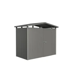 Outlet Casetta da giardino "panorama p1" in acciaio zincato colore grigio quarzo metallizzato con porta battente semplice 273x158x227 cm - cod. 18020 Casette Da Giardino