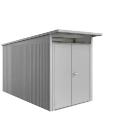 Discount Casetta da giardino "avantgarde a4" in acciaio zincato colore argento metallizzato con porta battente doppia 180x380x222 cm Casette Da Giardino