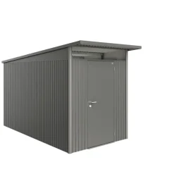 Biohort Casette Da Giardino|Casetta da giardino "avantgarde a4" in acciaio zincato colore grigio quarzo metallizzato con porta battente semplice 180x380x222 cm