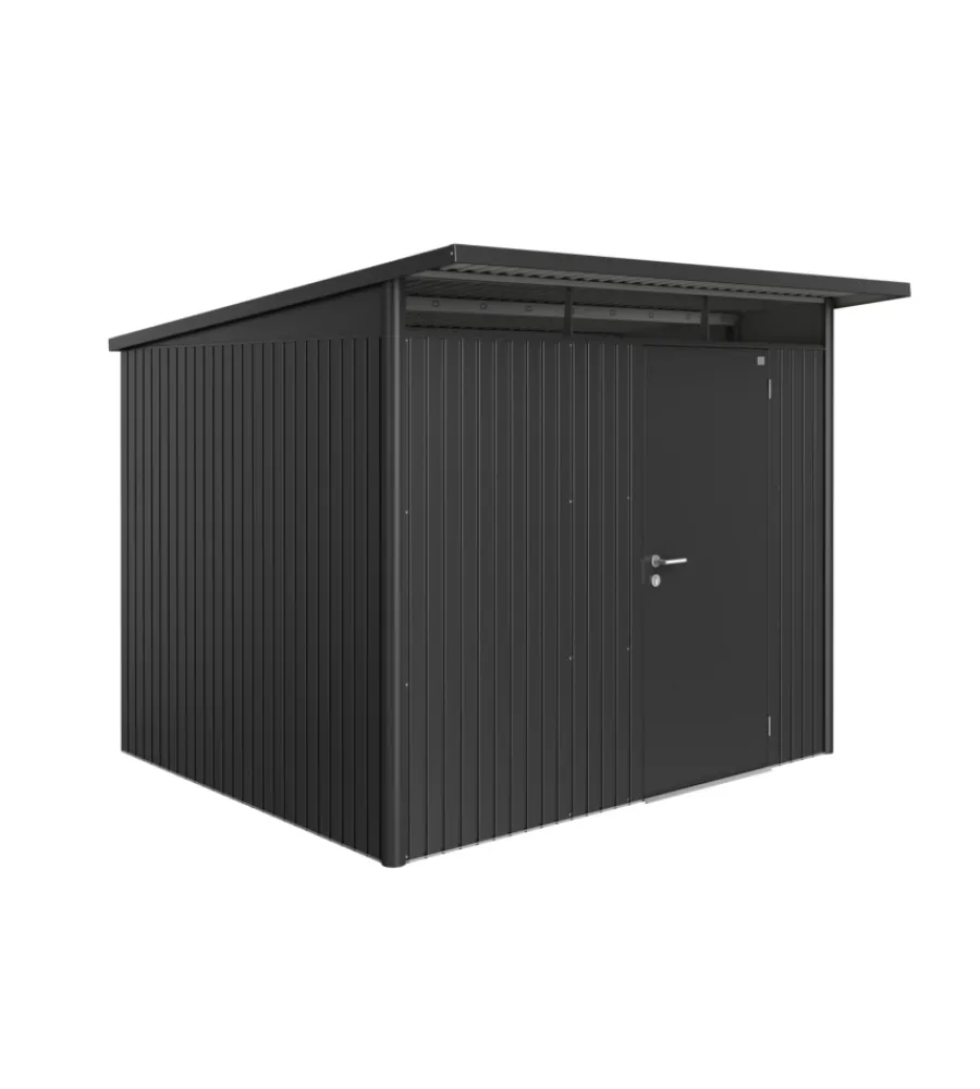 Sale Casetta da giardino "avantgarde a6" in acciaio zincato colore grigio scuro metallizzato con porta battente semplice 260x260x218 cm Casette Da Giardino