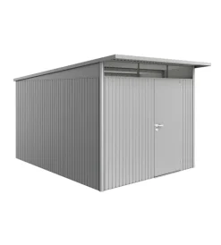 New Casetta da giardino "avantgarde a8" in acciaio zincato colore argento metallizzato con porta battente semplice 260x380x222 cm Casette Da Giardino