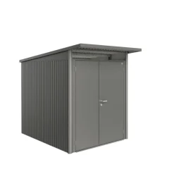 Discount Casetta da giardino "avantgarde a2" in acciaio zincato colore grigio quarzo metallizzato con porta battente doppia 180x260x218 cm Casette Da Giardino