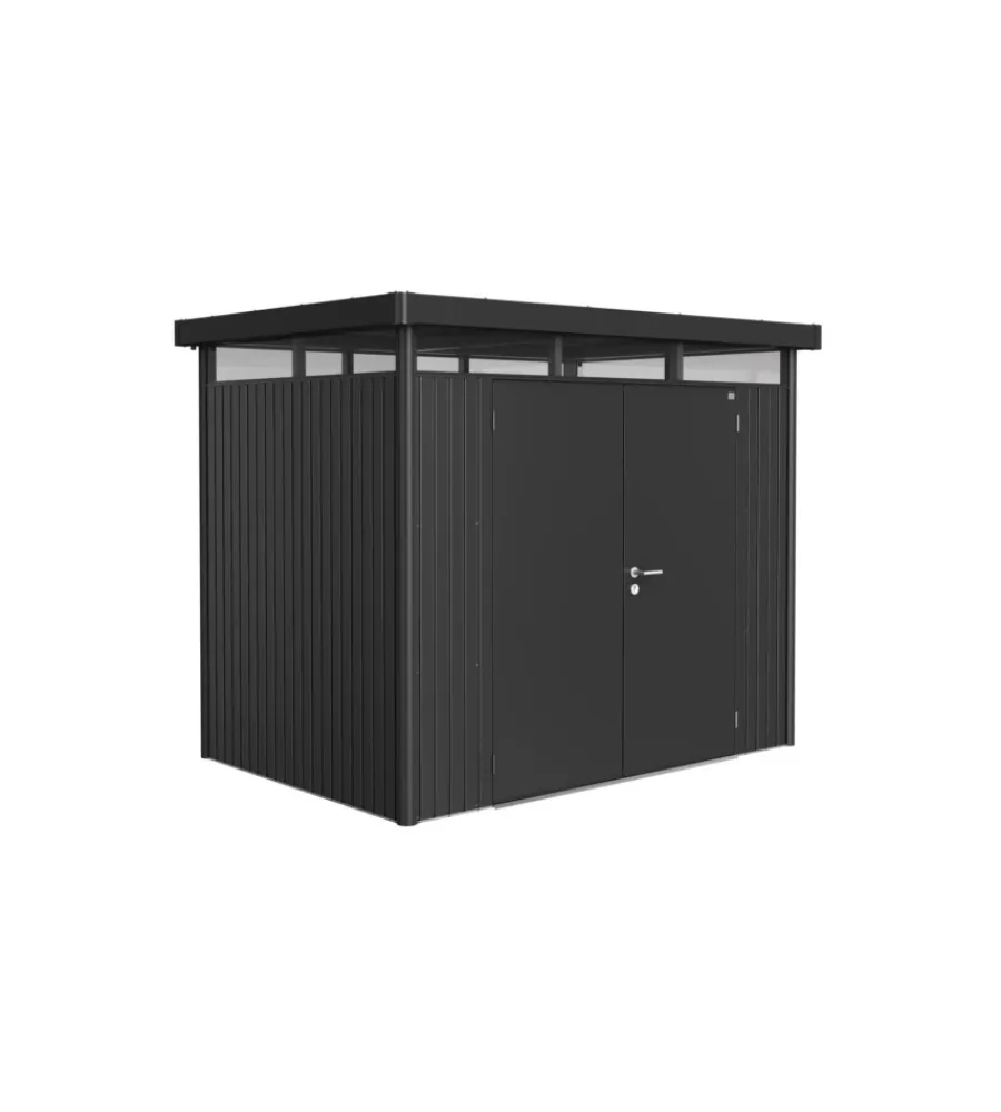 Casette Da Giardino-Biohort Casetta da giardino "highline h2" in acciaio zincato colore grigio scuro metallizzato con porta battente doppio 275x195x222 cm - cod. 84039