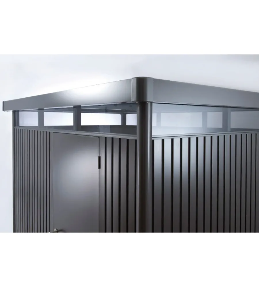 Casette Da Giardino-Biohort Casetta da giardino "highline h2" in acciaio zincato colore grigio scuro metallizzato con porta battente doppio 275x195x222 cm - cod. 84039