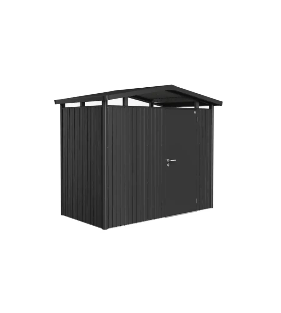 Outlet Casetta da giardino "panorama p1" in acciaio zincato colore grigio scuro metallizzato con porta battente semplice 273x158x227 cm - cod. 14020 Casette Da Giardino