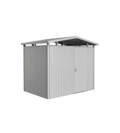 Sale Casetta da giardino "panorama p2" in acciaio zincato colore argento metallizzato con porta battente semplice 273x198x227 cm - cod. 13030 Casette Da Giardino