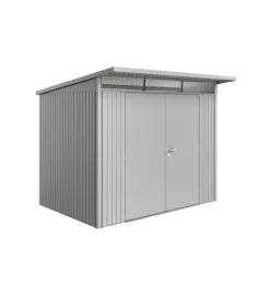 Casetta da giardino "avantgarde a5" in acciaio zincato colore argento metallizzato con porta battente doppia 260x220x218 cm Casette Da Giardino