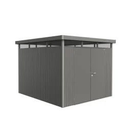 Biohort Casette Da Giardino|Casetta da giardino "highline h5" in acciaio zincato colore grigio quarzo metallizzato con porta battente doppio 275x315x222 cm - cod. 88069