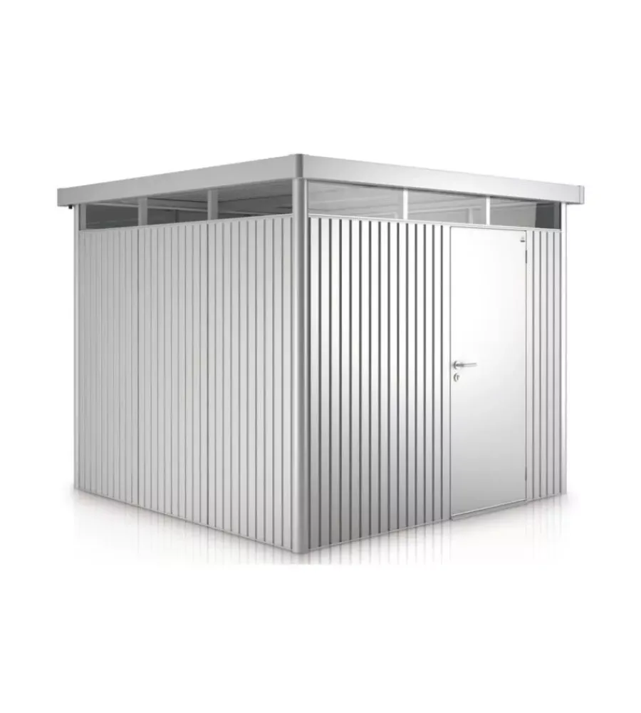 Best Casetta da giardino "highline h3" in acciaio zincato colore argento metallizzato con porta battente semplice 275x235x222 cm - cod. 83040 Casette Da Giardino