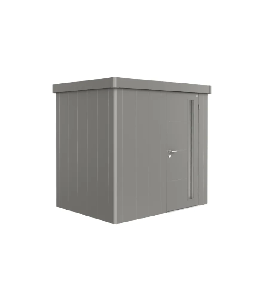 Casette Da Giardino-Biohort Casetta da giardino "neo 1b" in acciaio zincato colore grigio quarzo metallizzato con porta battente semplice 236x180x222 cm - cod. 87029