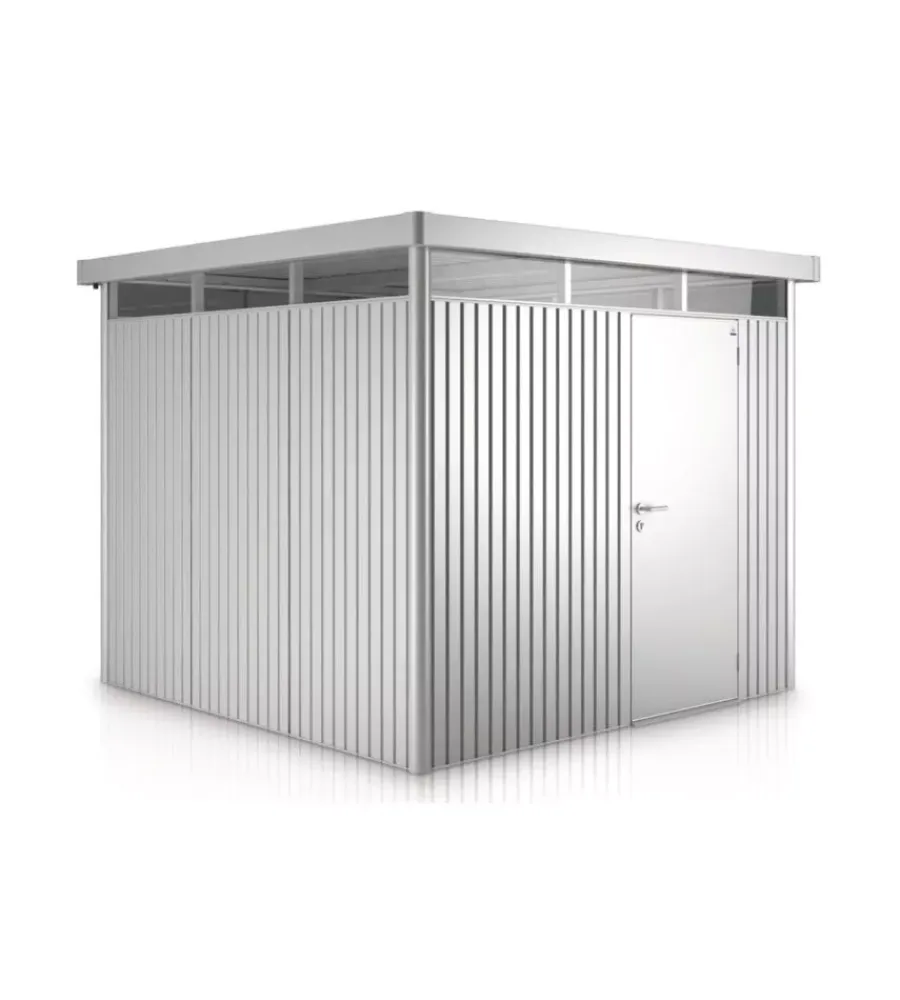 Biohort Casette Da Giardino|Casetta da giardino "highline h2" in acciaio zincato colore argento metallizzato con porta battente semplice 275x195x222 cm - cod. 83030