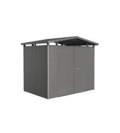 Best Casetta da giardino "panorama p2" in acciaio zincato colore grigio quarzo metallizzato con porta battente doppio 273x198x227 cm - cod. 18039 Casette Da Giardino