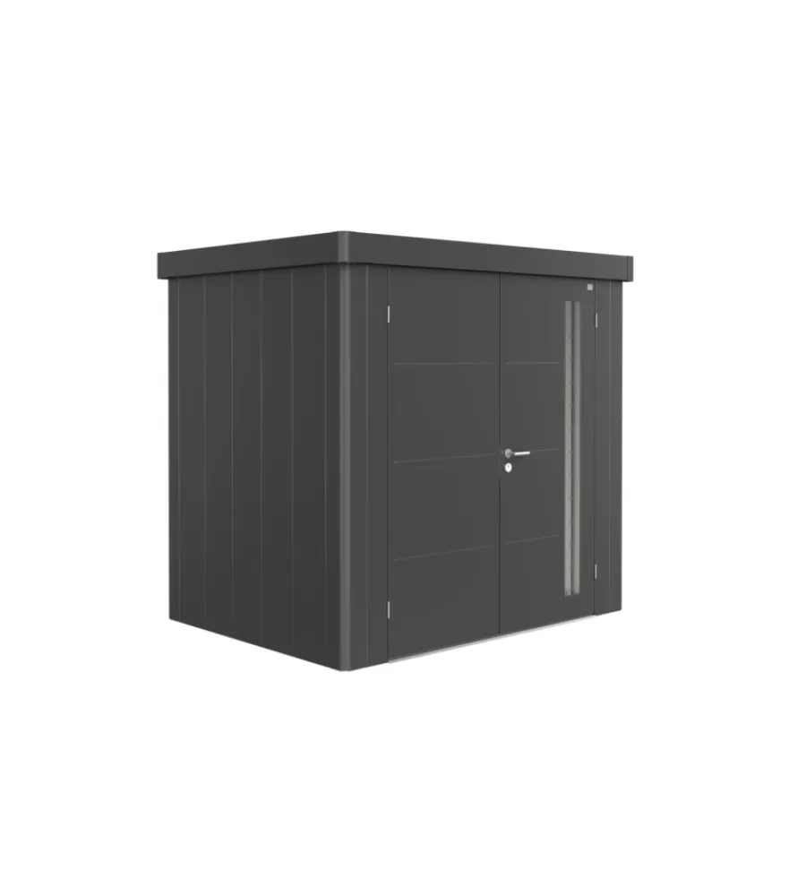 Casette Da Giardino-Biohort Casetta da giardino "neo 1b" in acciaio zincato colore grigio scuro metallizzato con porta battente doppio 236x180x222 cm - cod. 85060
