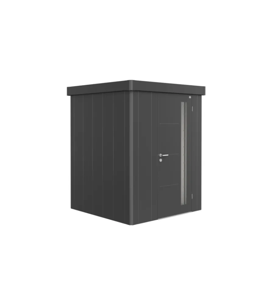 Casette Da Giardino-Biohort Casetta da giardino "neo 1a" in acciaio zincato colore grigio scuro metallizzato con porta battente semplice 180x180x222 cm - cod. 85003