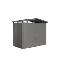 Biohort Casette Da Giardino|Casetta da giardino "panorama p1" in acciaio zincato colore grigio quarzo metallizzato con porta battente doppio 273x158x227 cm - cod. 18029