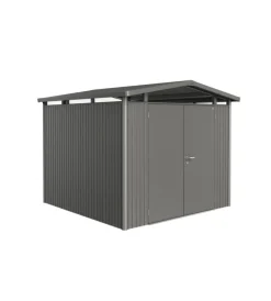Biohort Casette Da Giardino|Casetta da giardino "panorama p4" in acciaio zincato colore grigio quarzo metallizzato con porta battente doppio 273x278x227 cm - cod. 18059