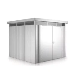 Casetta da giardino "highline h3" in acciaio zincato colore argento metallizzato con porta battente doppio 275x235x222 cm - cod. 83049 Casette Da Giardino