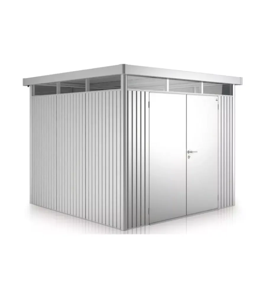 Biohort Casette Da Giardino|Casetta da giardino "highline h1" in acciaio zincato colore argento metallizzato con porta battente doppio 275x155x222 cm - cod. 83029