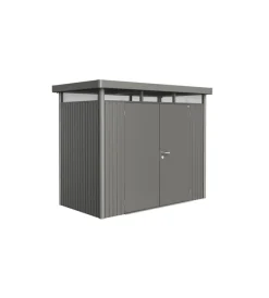Hot Casetta da giardino "highline h1" in acciaio zincato colore grigio quarzo metallizzato con porta battente doppio 275x155x222 cm - cod. 88029 Casette Da Giardino