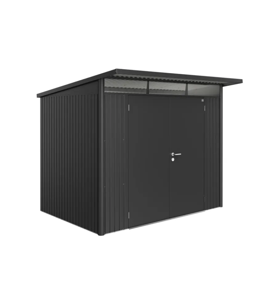 Outlet Casetta da giardino "avantgarde a5" in acciaio zincato colore grigio scuro metallizzato con porta battente doppia 260x220x218 cm Casette Da Giardino