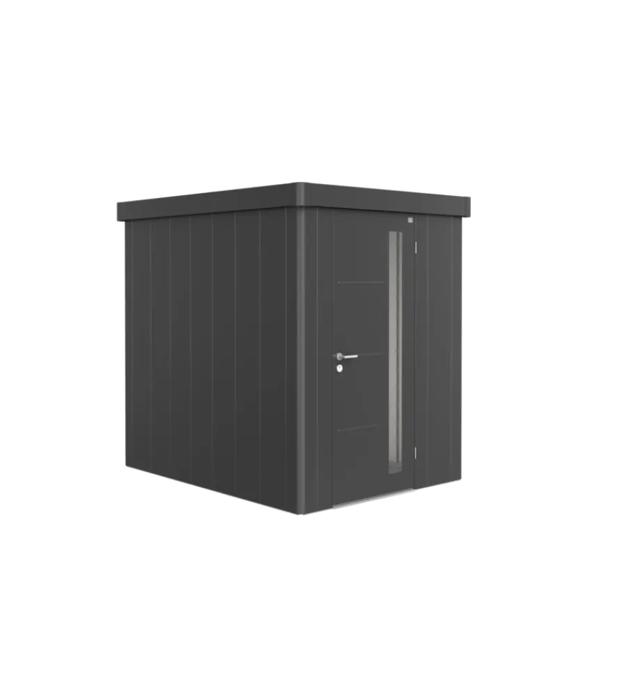 Casette Da Giardino-Biohort Casetta da giardino "neo 2a" in acciaio zincato colore grigio scuro metallizzato con porta battente semplice 180x236x222 cm - cod. 85006