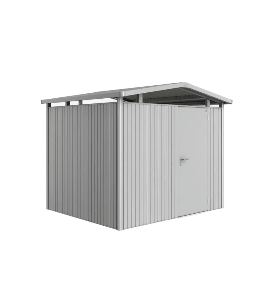 Casette Da Giardino-Biohort Casetta da giardino "panorama p3" in acciaio zincato colore argento metallizzato con porta battente semplice 273x238x227 cm - cod. 13040