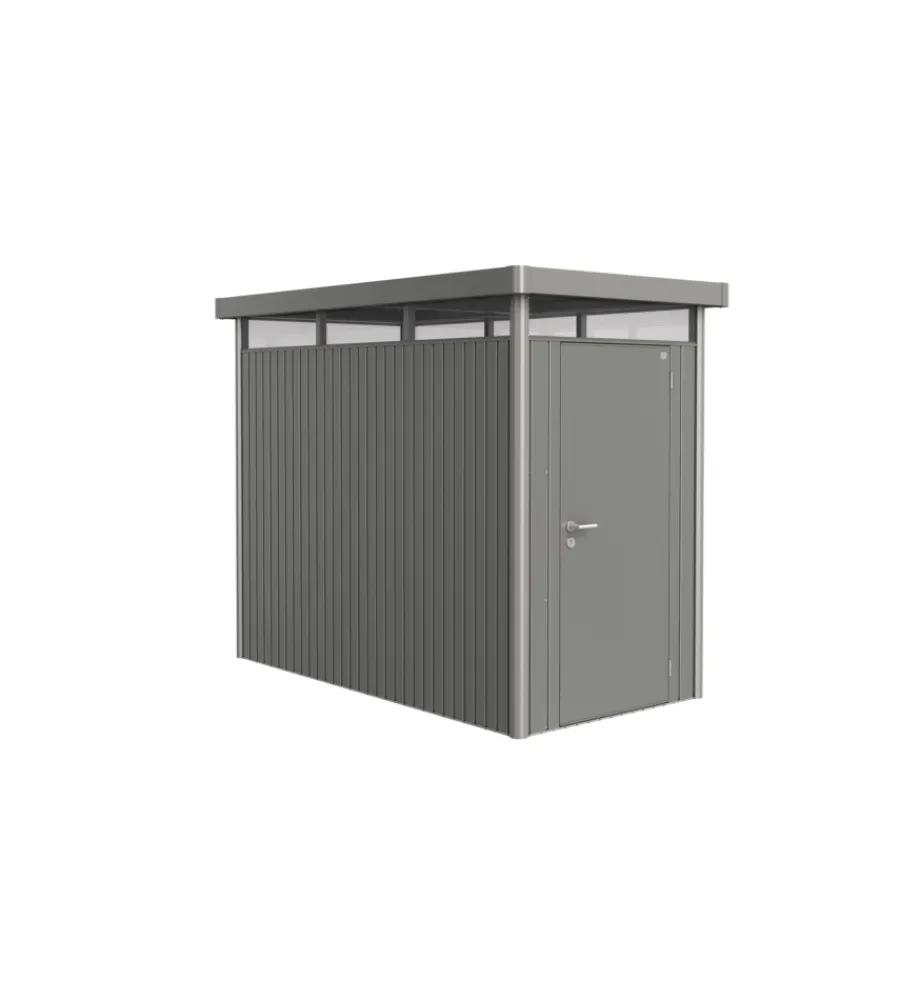 Best Casetta da giardino "highline hs" in acciaio zincato colore grigio quarzo metallizzato con porta battente semplice 155x275x222 cm - cod. 88010 Casette Da Giardino
