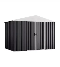 Domus Casette Da Giardino|Casetta da giardino "l new" in metallo grigio con porte scorrevoli 267x173x194 cm