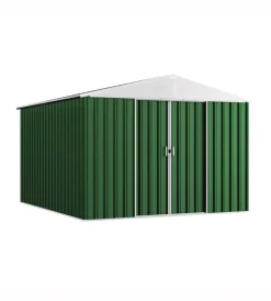 Domus Casette Da Giardino|Casetta da giardino "l new" in metallo verde con porte scorrevoli 267x173x194 cm