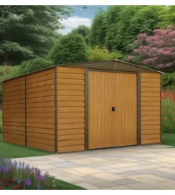 Habrita Casette Da Giardino|Casetta da giardino "arrow woodridge" in acciaio zincato effetto legno 313,1x370,2x208,6 cm