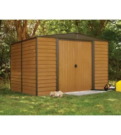 Habrita Casette Da Giardino|Casetta da giardino "arrow woodridge" in acciaio zincato effetto legno 313,1x241,9x208,6 cm