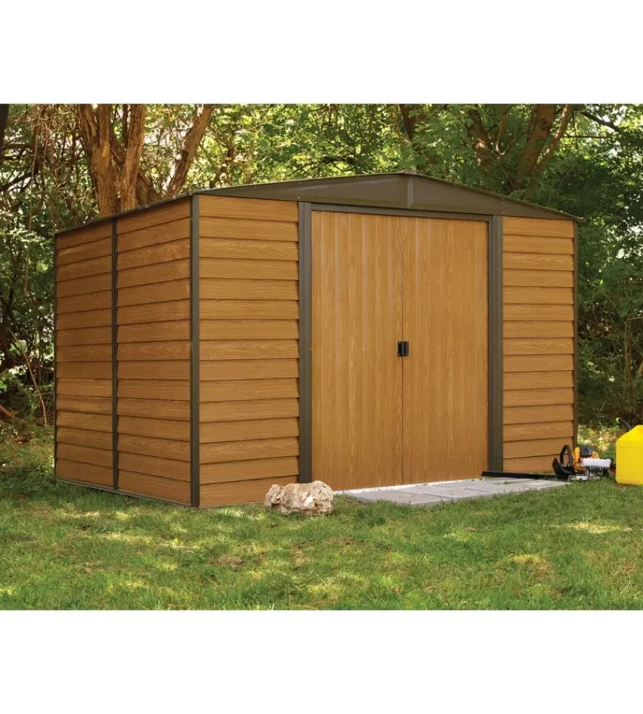 Habrita Casette Da Giardino|Casetta da giardino "arrow woodridge" in acciaio zincato effetto legno 313,1x241,9x208,6 cm