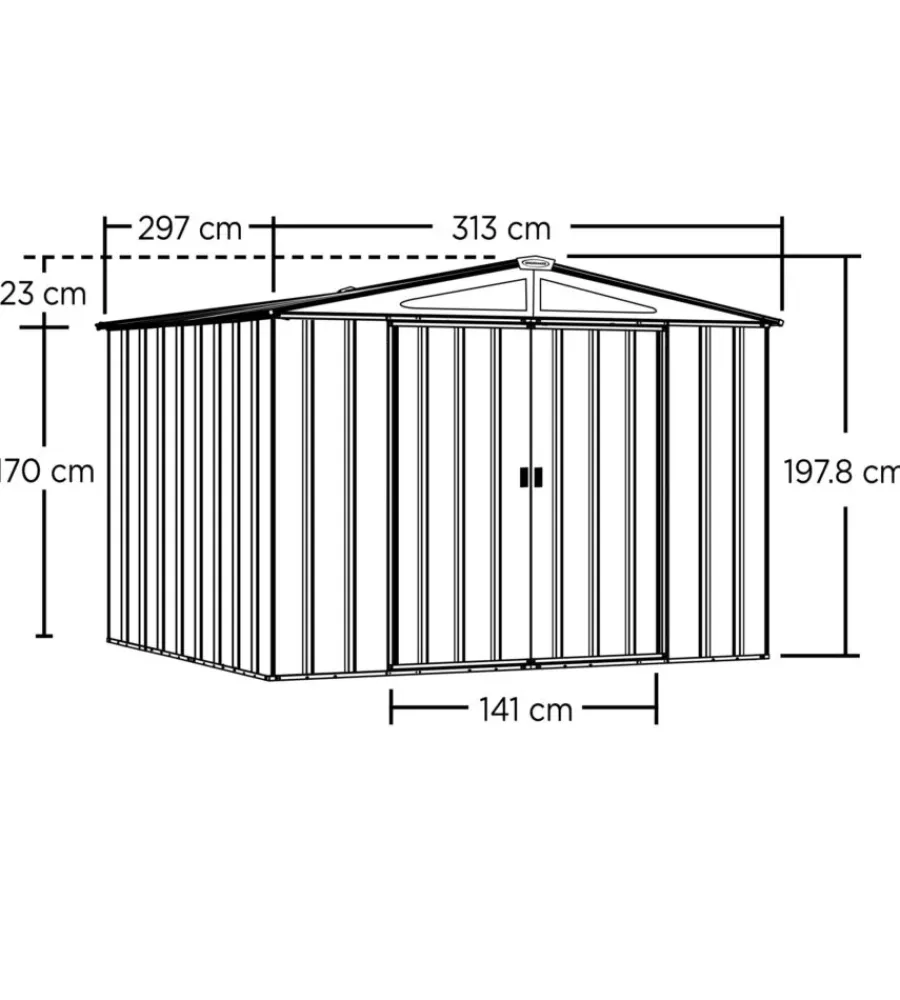 New Casetta da giardino "spacemaker apex" in acciaio zincato antracite 313,1x297,2x197,8 cm Casette Da Giardino